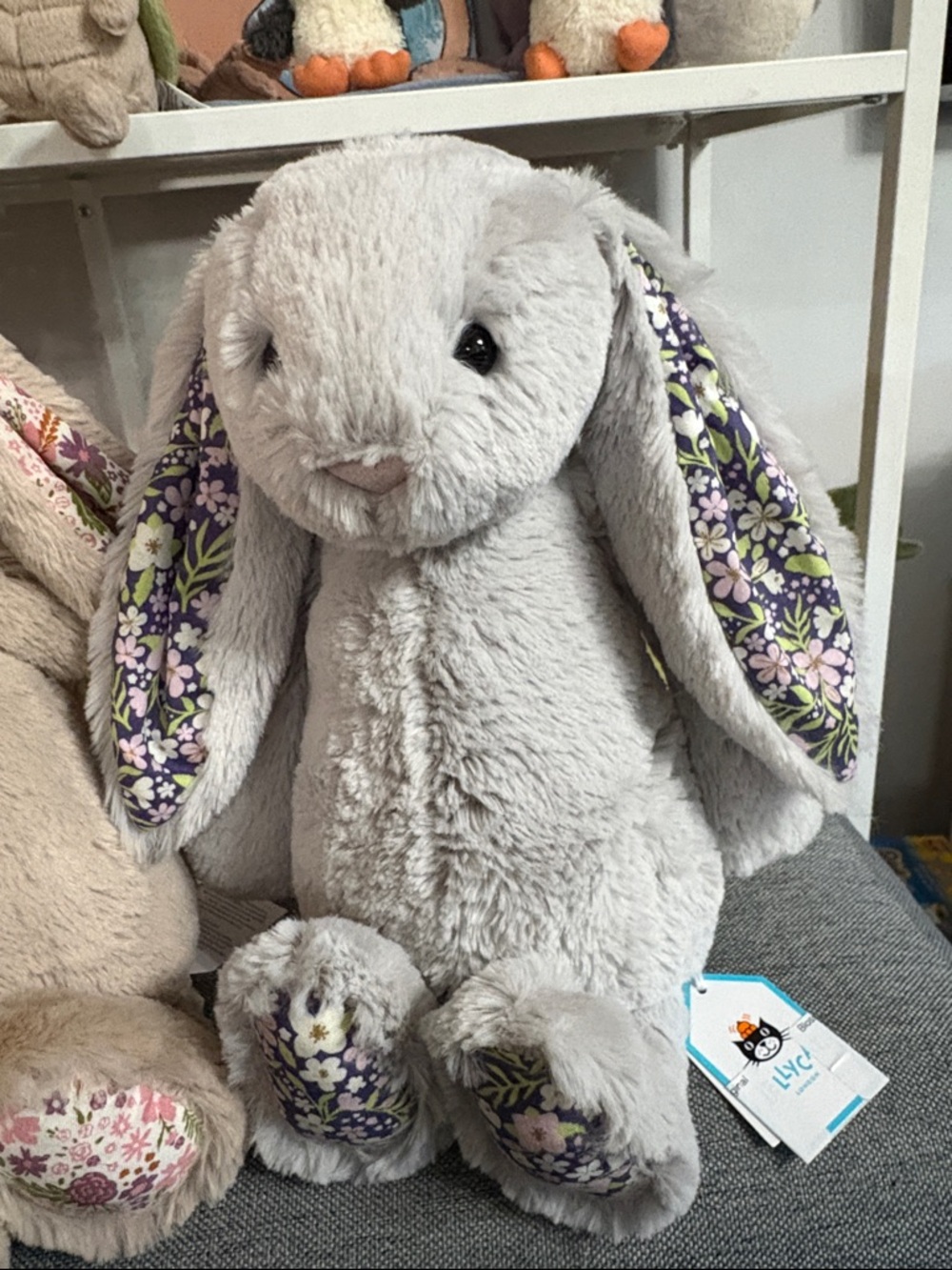 Jellycat silver Floral-Lined bunny - new with tags - silver only in this ad